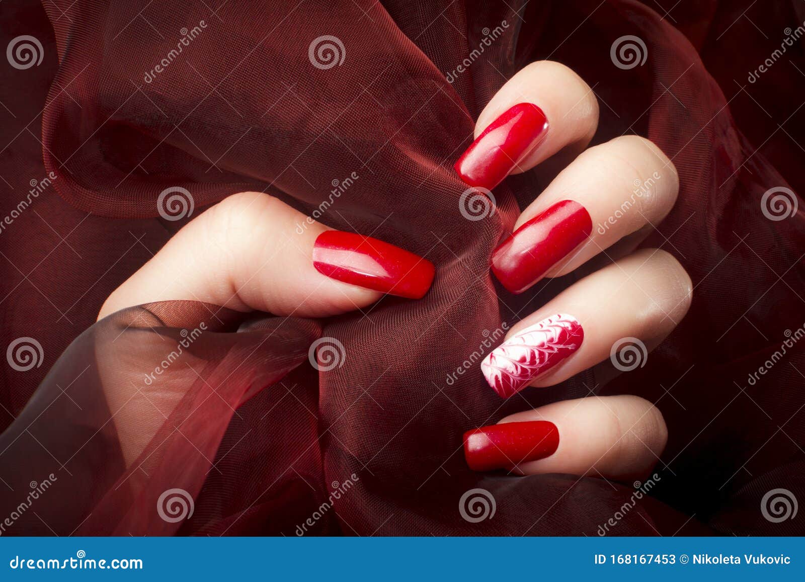 Beautiful Red Nails Manicure Stock Image - Image of long, concept ...