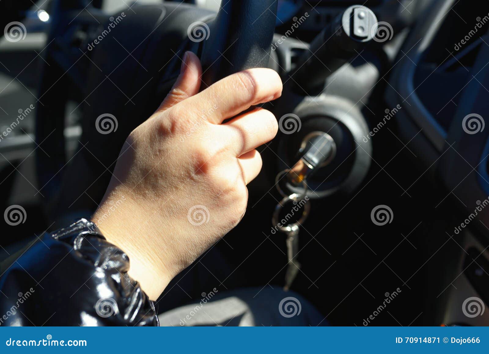 Female hand on a car wheel stock image. Image of travel 70914871