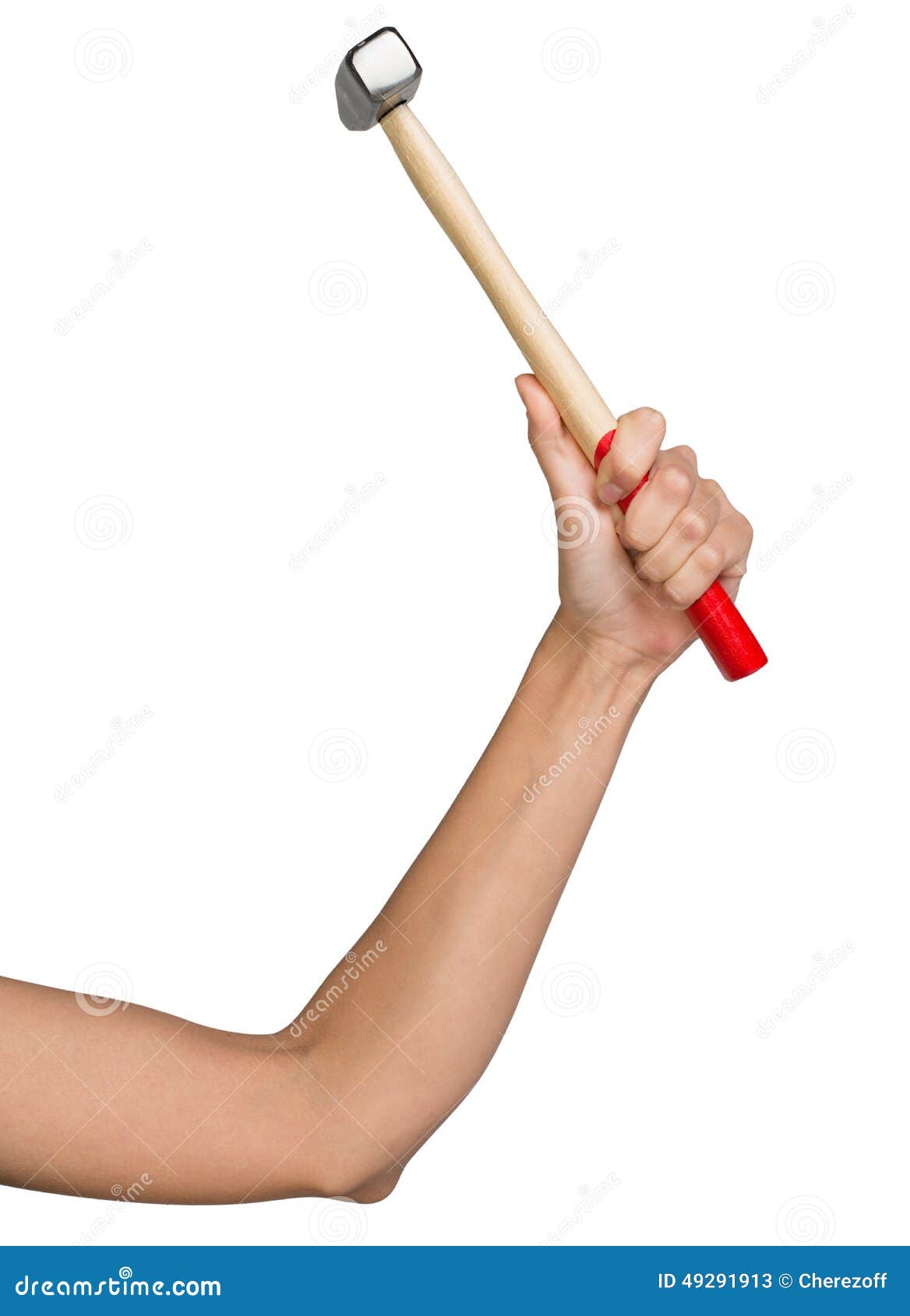 Female hand holding hammer stock image. Image of handle 49291913