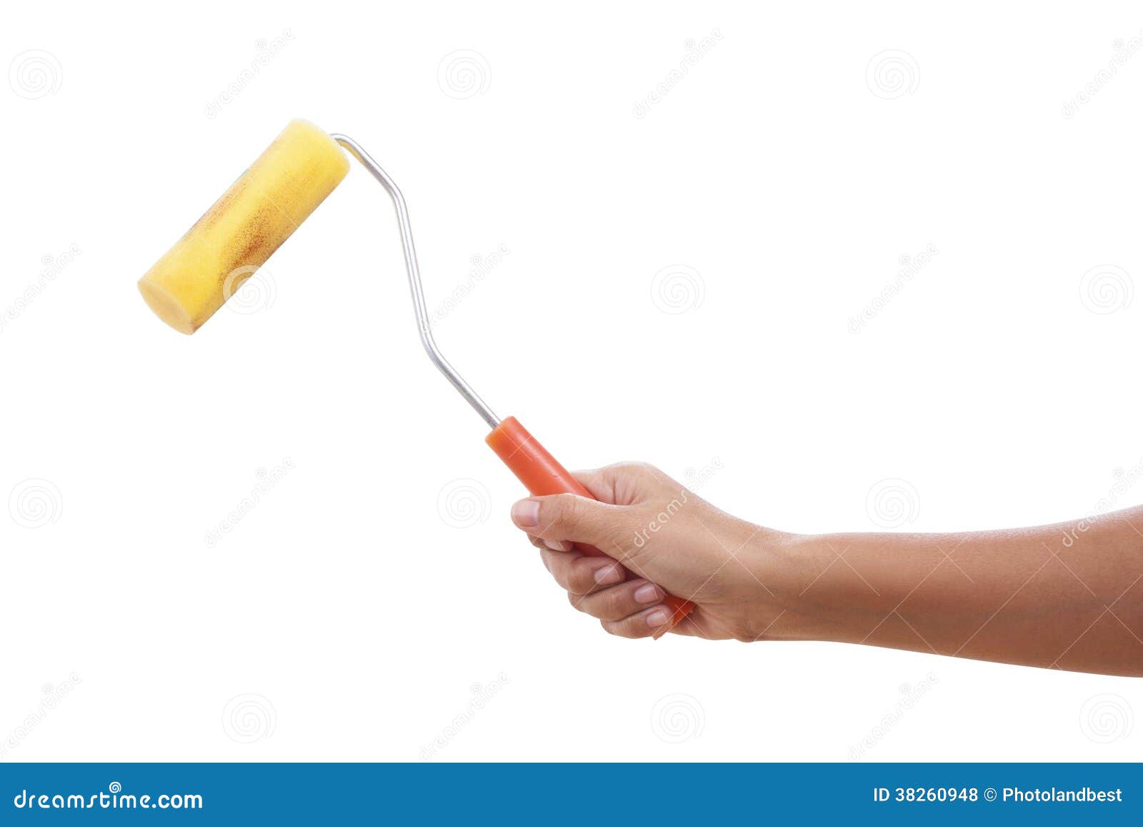 A Female Hand Holding a Paint Roller Stock Photo Image of rolled