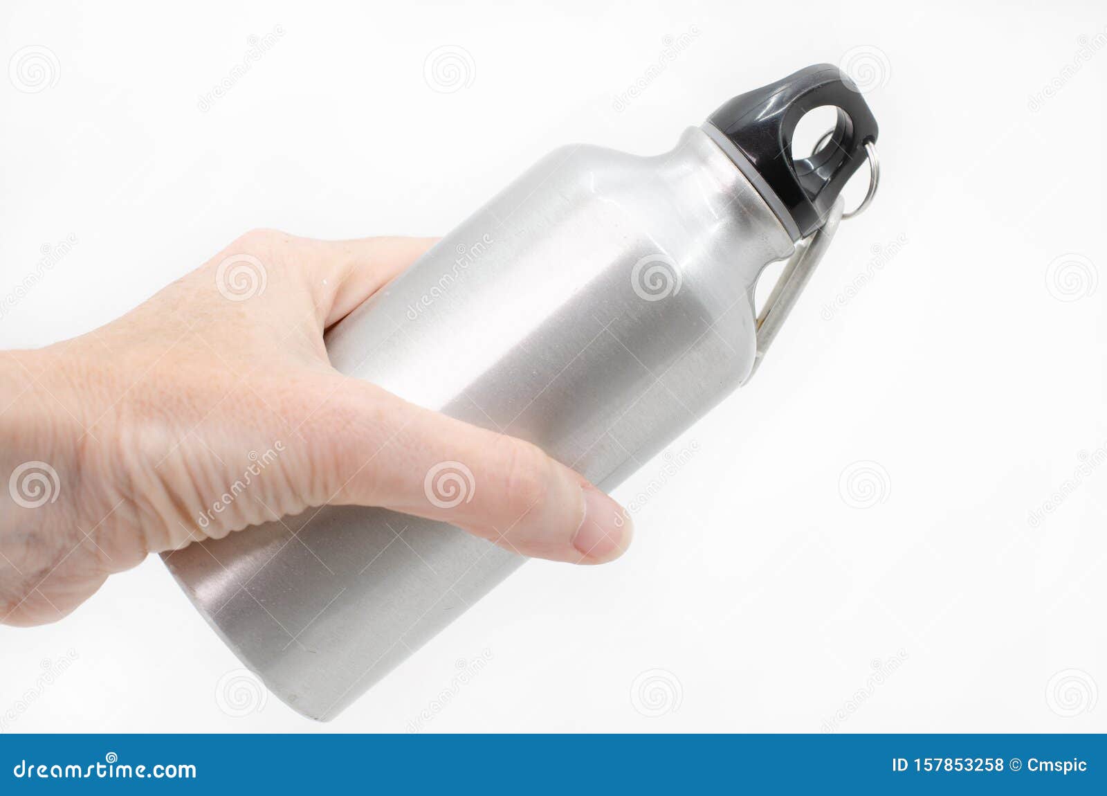 female hand holding a reusable water bottle