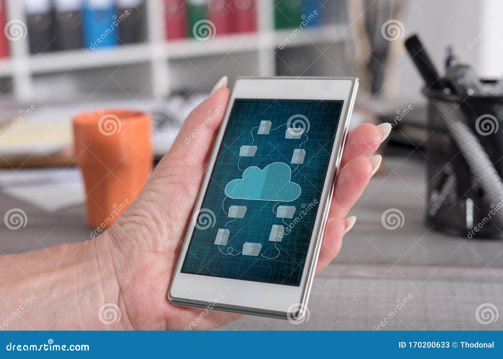 Cloud Storage Concept on a Smartphone Stock Image Image of server