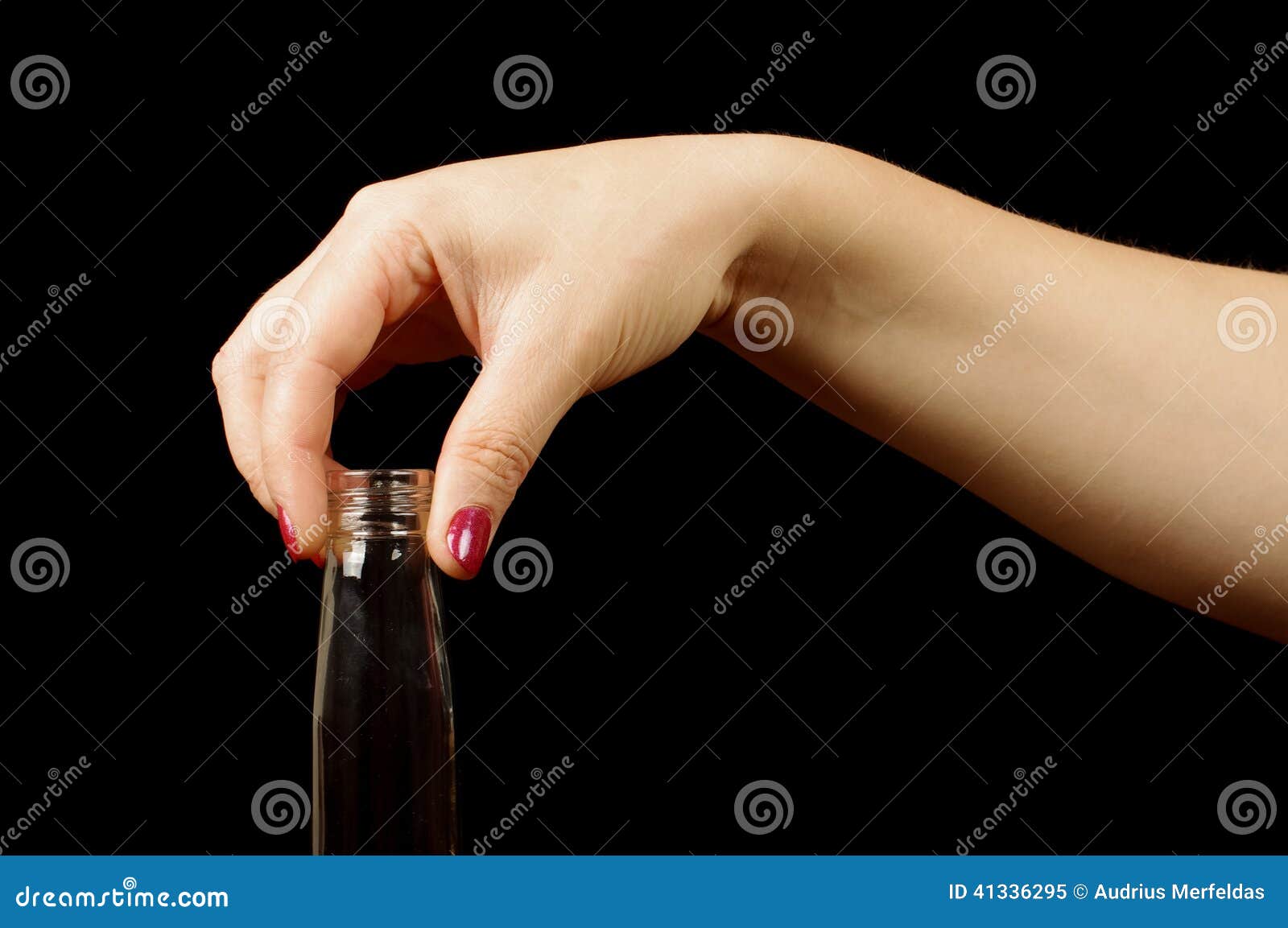 Female Hand Holding Vodka Bottle Stock Image Image of hold