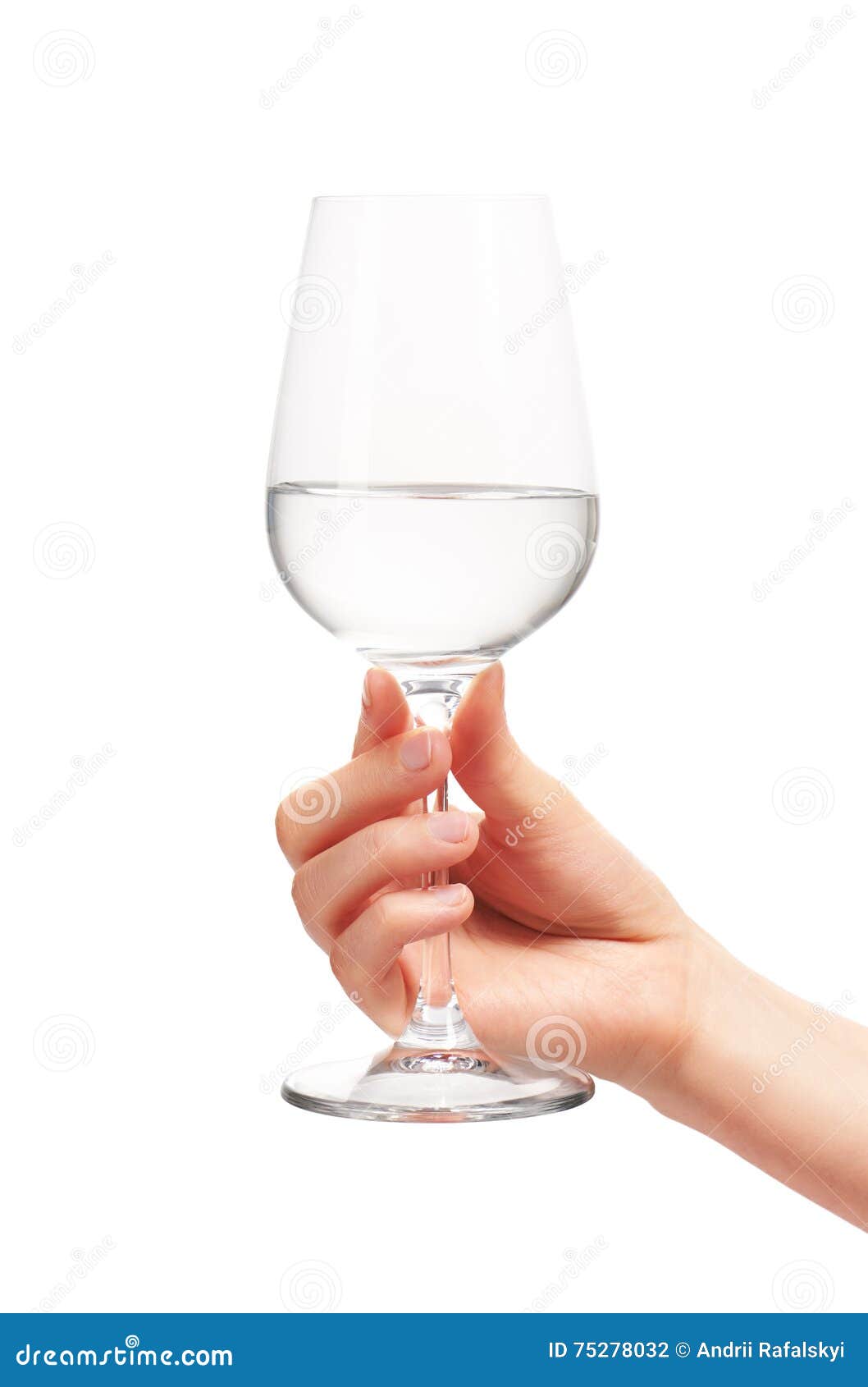 Female Hand Holding Wine Glass with Water Stock Photo - Image of