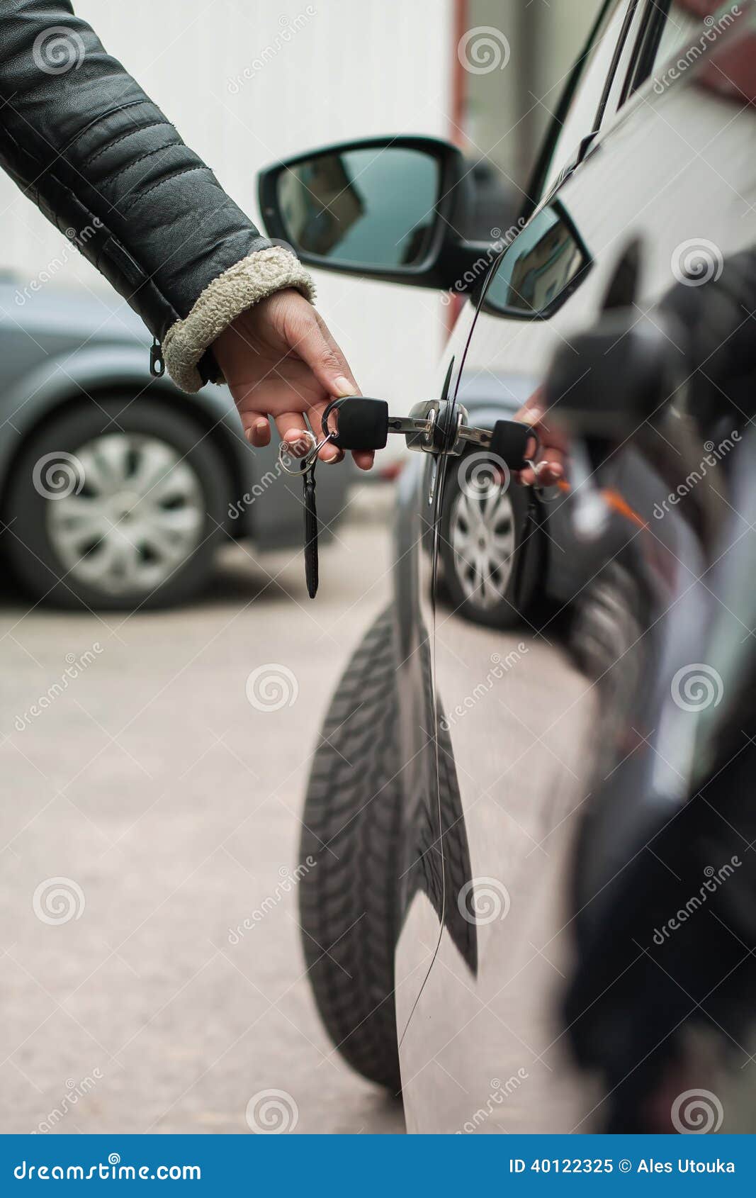 Female Hand with Key Opens Car Door Stock Image Image of holding