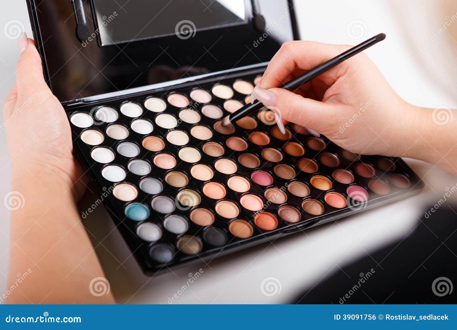 Female Hand with Makeup Brush and Paints Stock Photo Image of applying, accessories 39091756