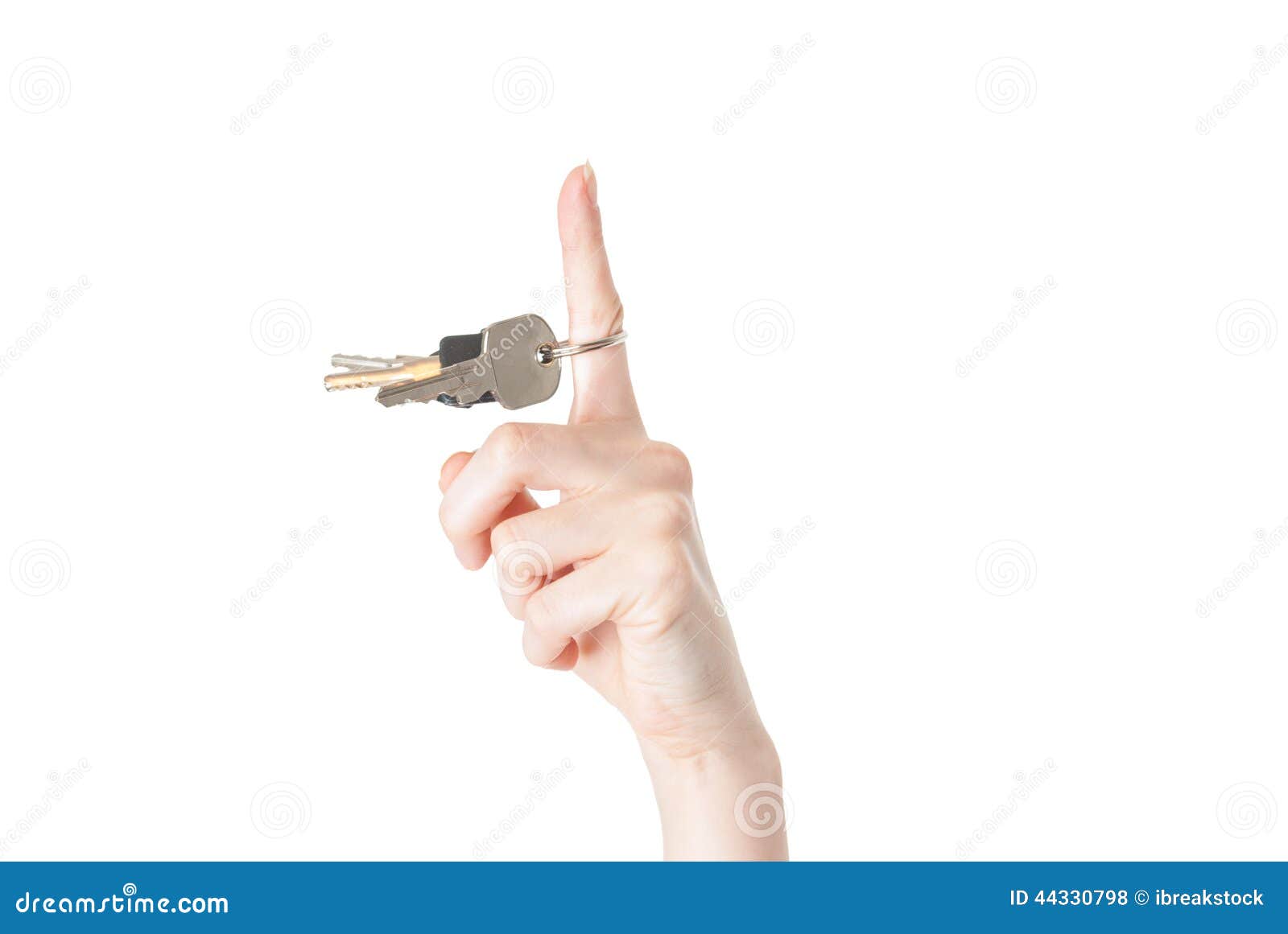 Female Hand Spining a Key Isolated on White Background Stock Photo