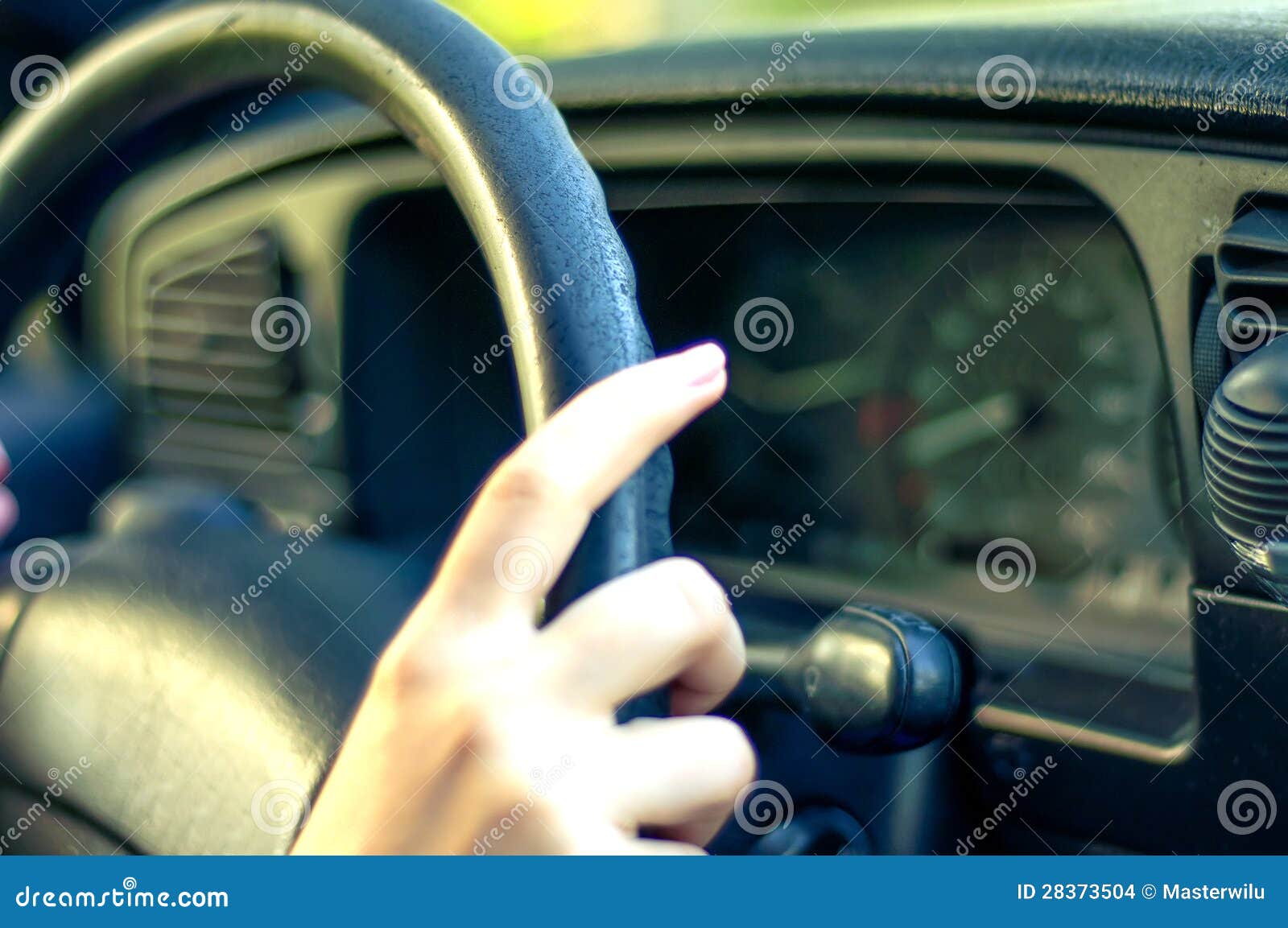 Female Hand on Steering Wheel Stock Photo Image of girl, highway