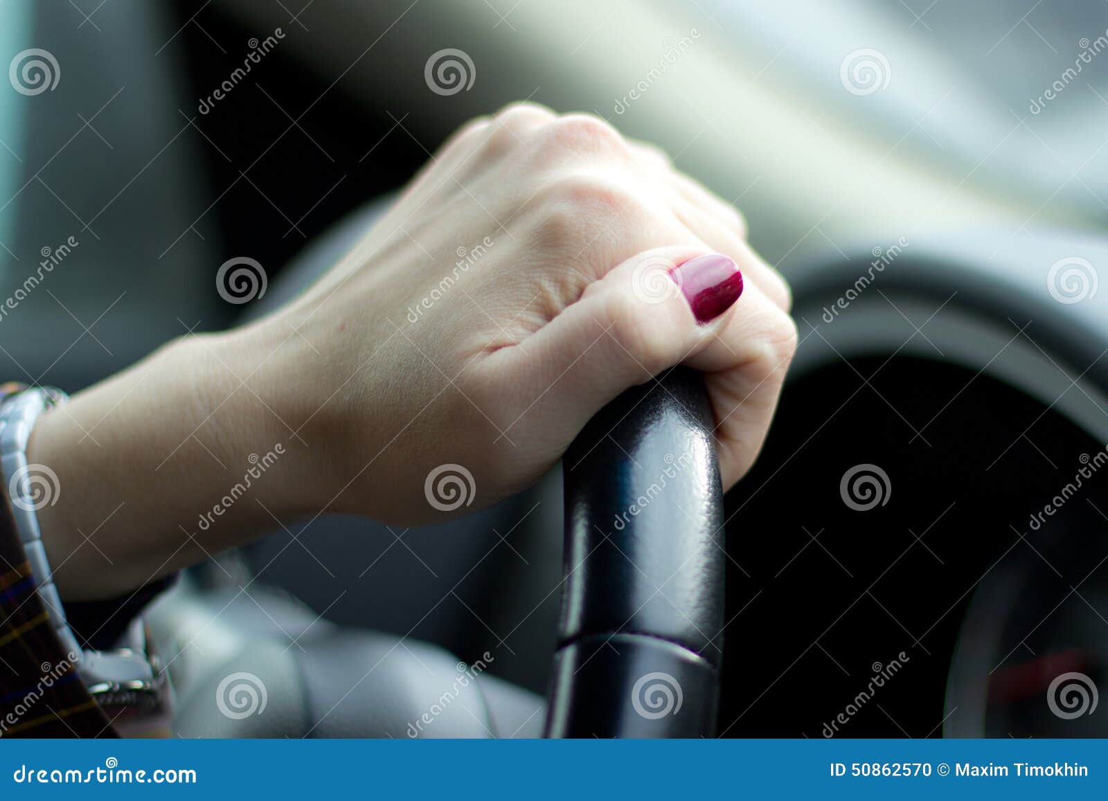 Female Hand on the Steering Wheel Stock Photo Image of situation