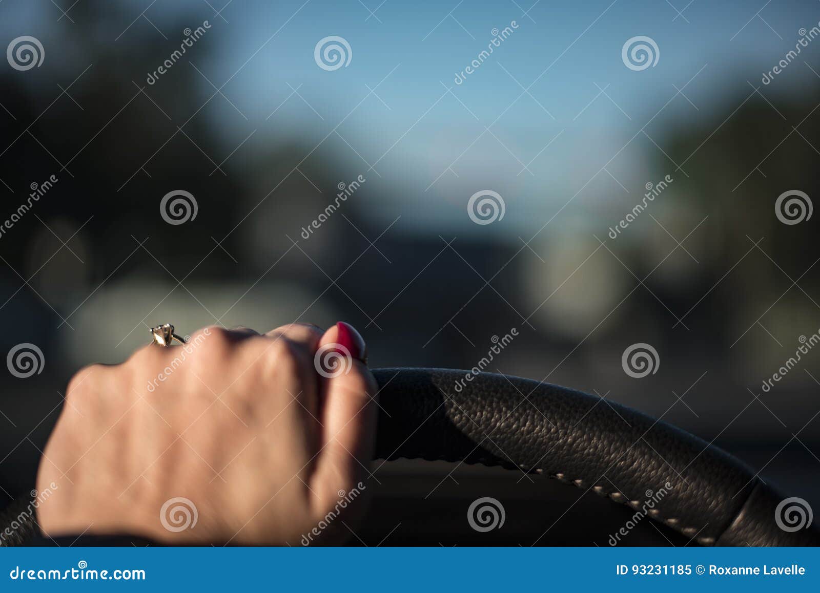 Female Hand on Steering Wheel Stock Image Image of vehicle, steering