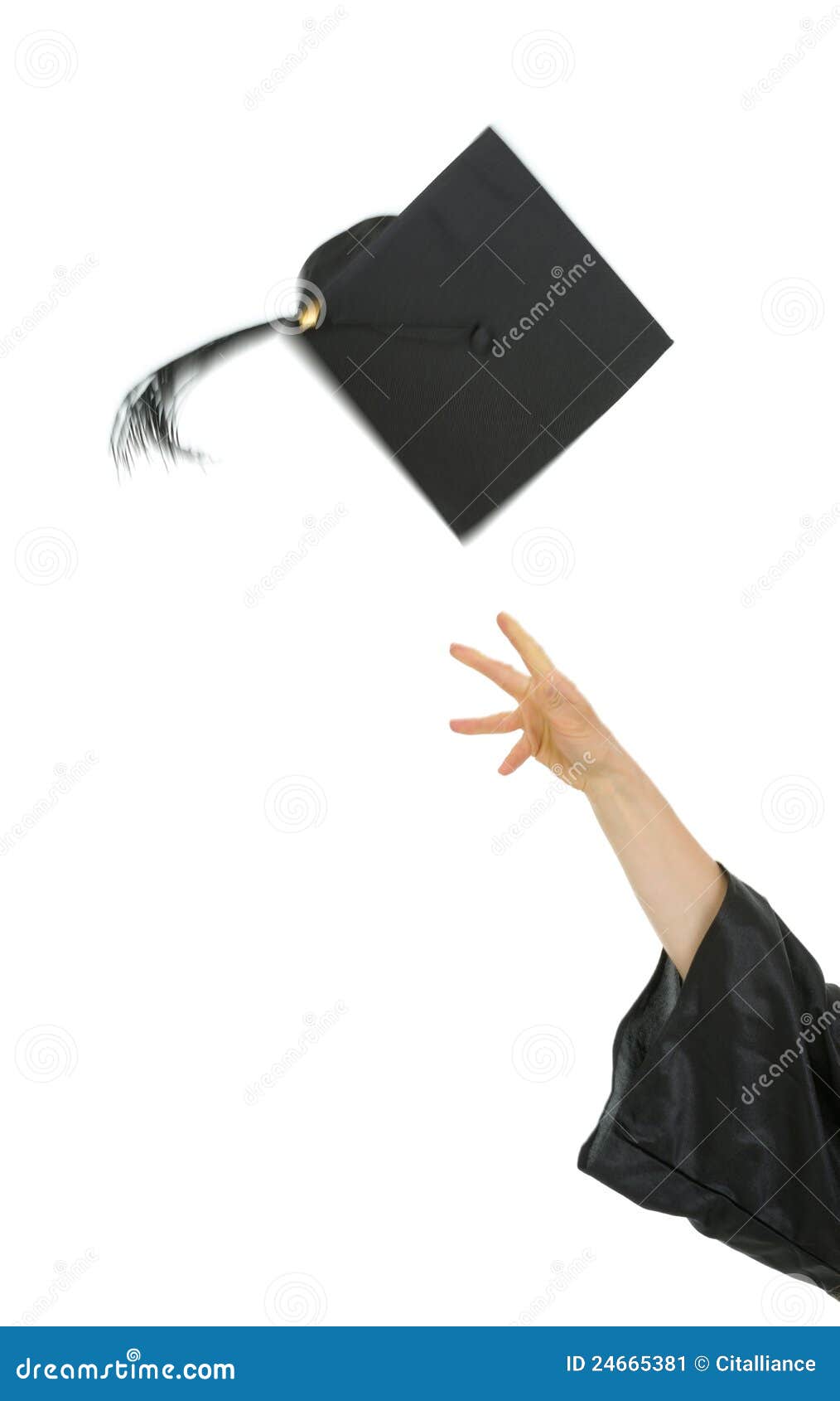 Female Hand Throwing Up Graduation Cap Stock Image Image of