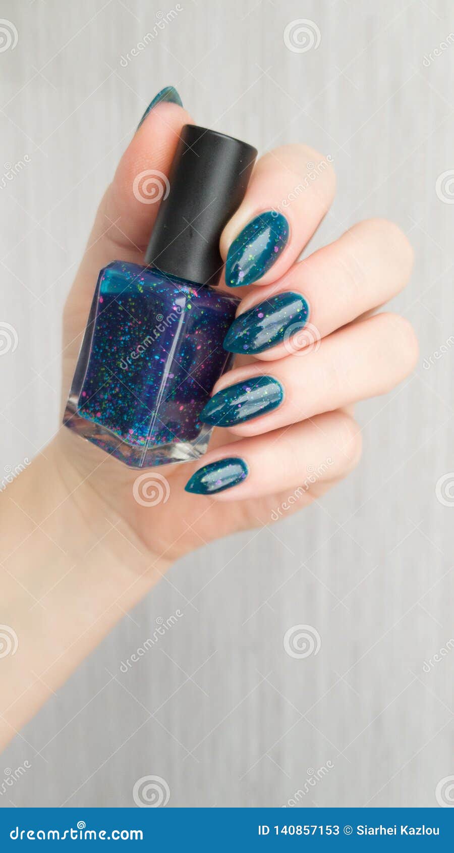 Download Female Hand With Turquoise Long Nails Stock Image - Image of beige, colorful: 140857153