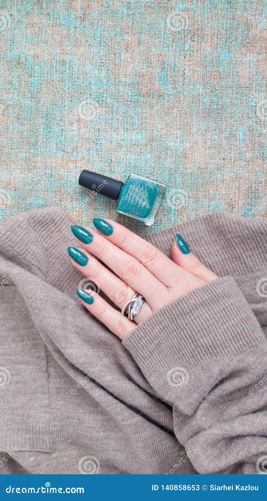 Download Female Hand With Turquoise Long Nails Stock Image - Image of colorful, finger: 140858653