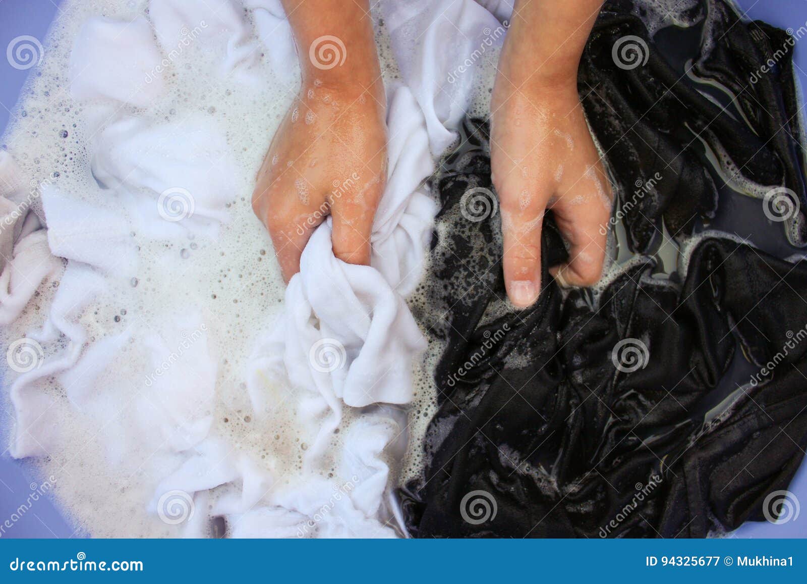 Female Hand Wash Black and White Clothes Stock Image - Image of