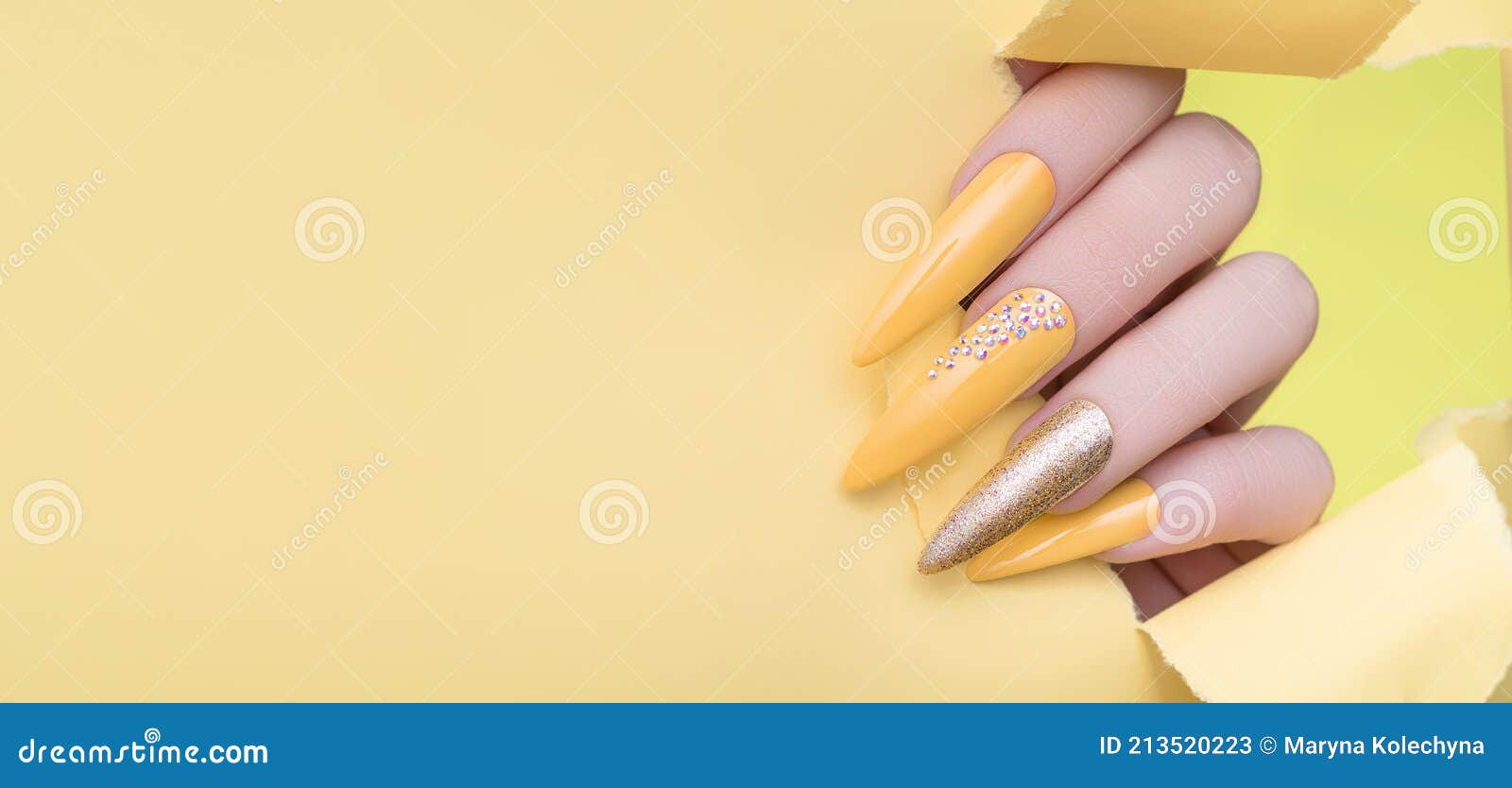 2. Neon Yellow and Black Prom Nail Design - wide 1