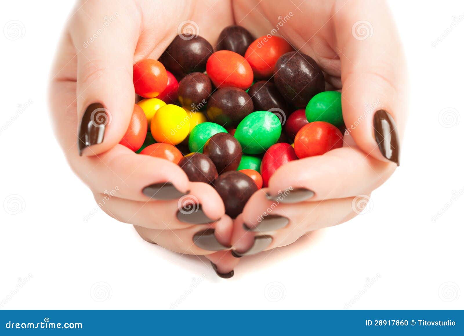 Female Hands Full of Colored Candy Stock Photo Image of beauty