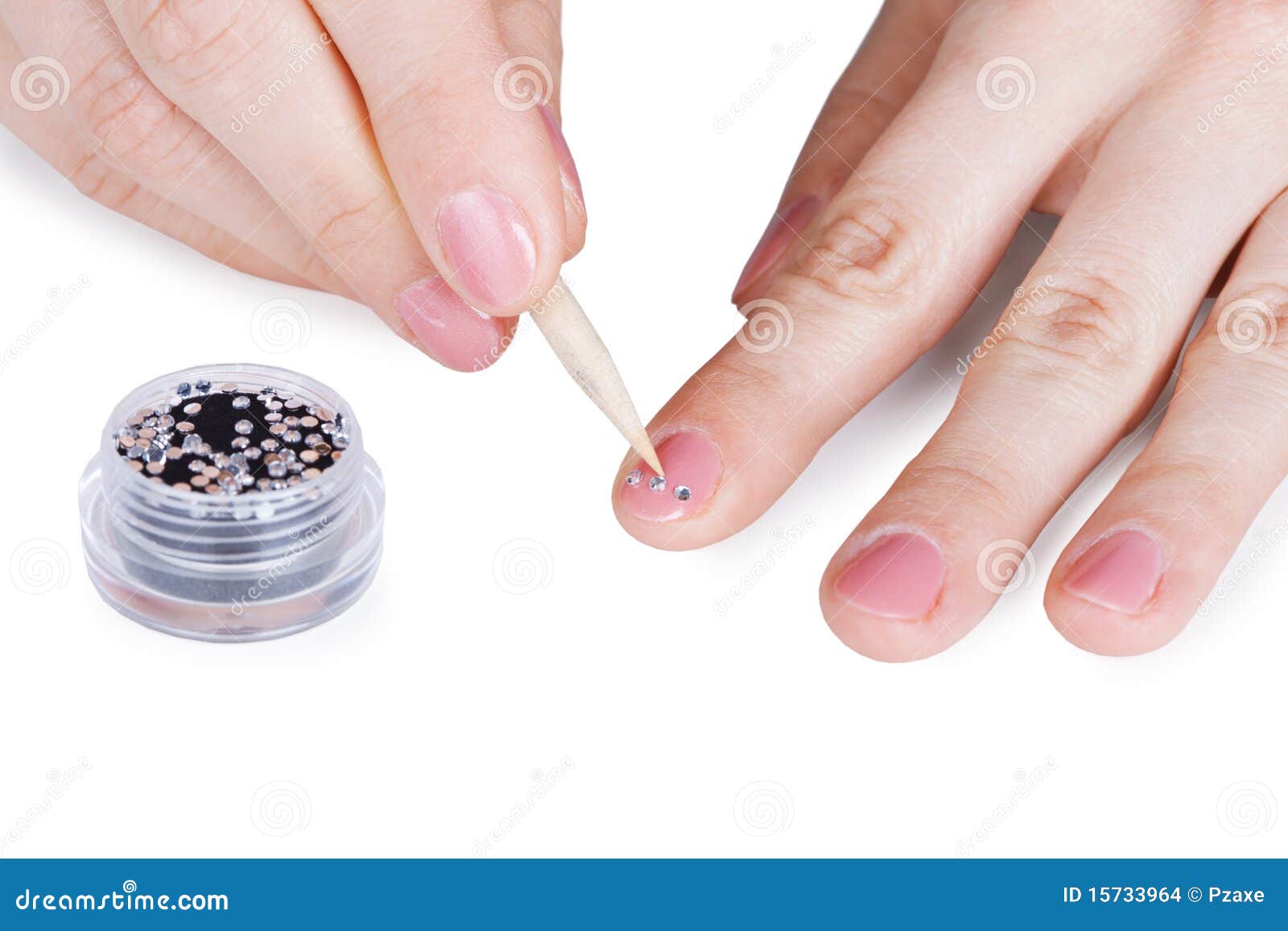 Female Hands. Gluing a Paste on Nail. Stock Photo Image of fashion