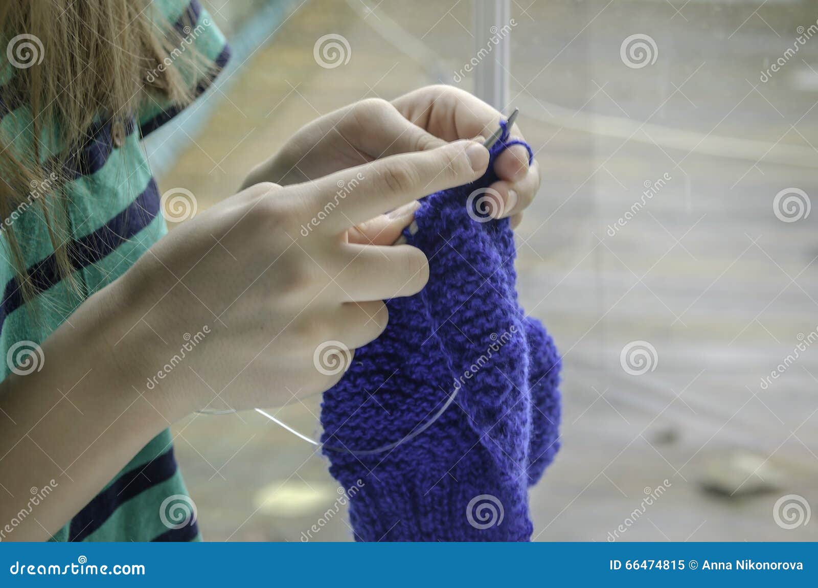 Female Hands Hold Knitting Needles and Crochet Stock Image Image of