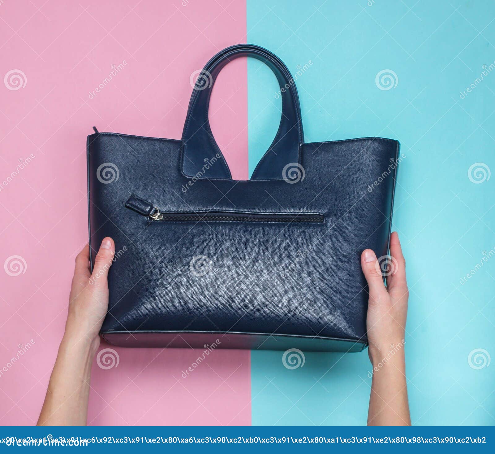 Female Hands Hold a Leather Bag Stock Photo - Image of flat, decoration ...