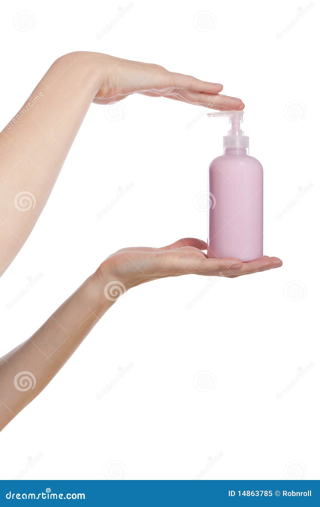 Female Hands Holding a Body Lotion Dispenser Stock Image Image of