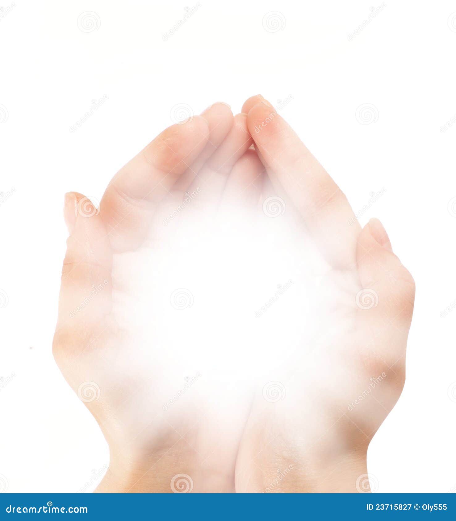 female hands holding a brilliant shine in the dark