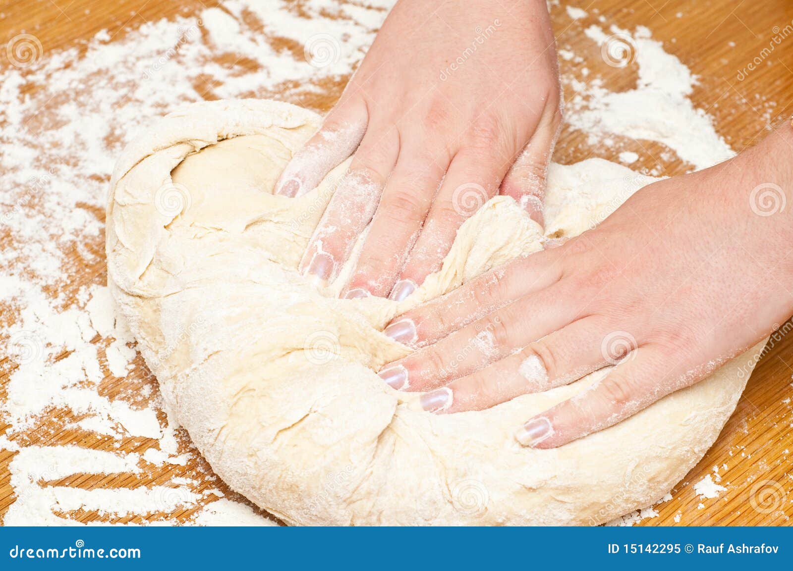 Female Hands Kneading Dough Stock Image Image of closeup, knead 15142295
