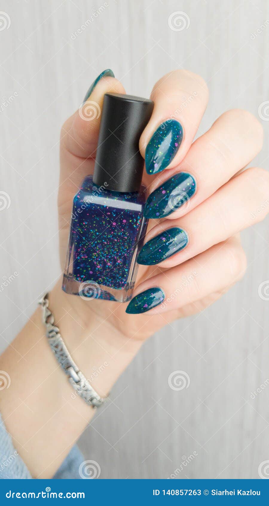 Download Female Hands With Long Nails With Green Nail Polish Stock Image - Image of french, cosmetics ...