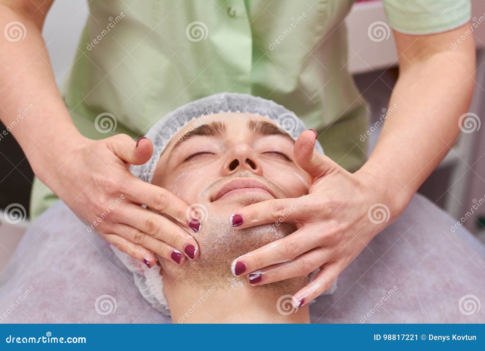 Female Hands Massaging Male Face Stock Image Image Of Male Closeup