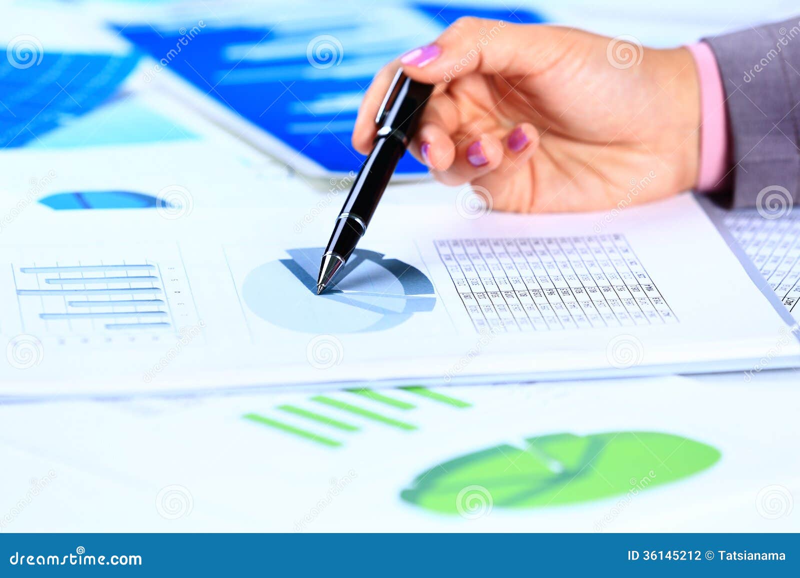Female Hands Reviewing Accounting Documents Stock Photo Image of