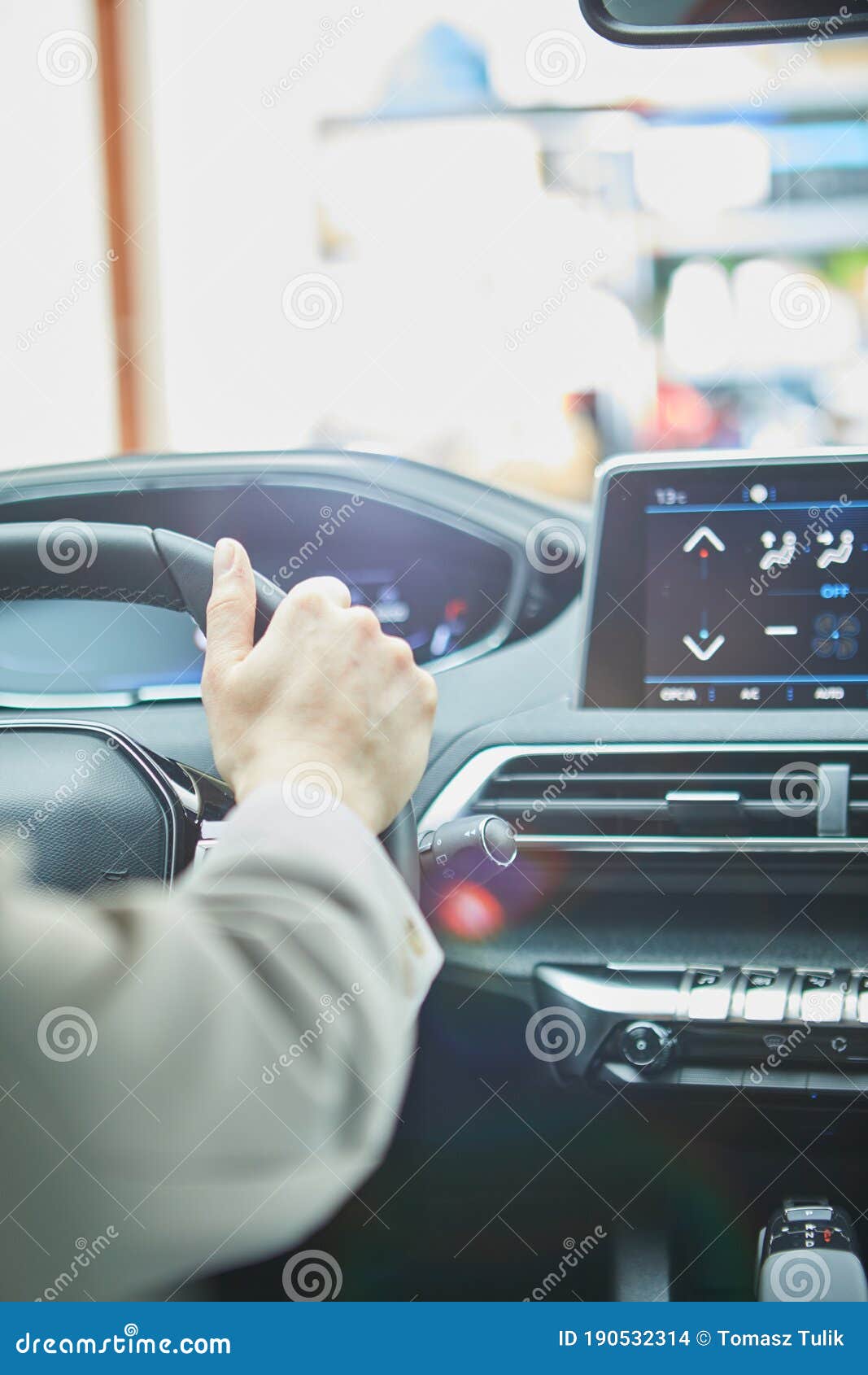 Female Hands on the Steering Wheel of a Car Stock Photo Image of