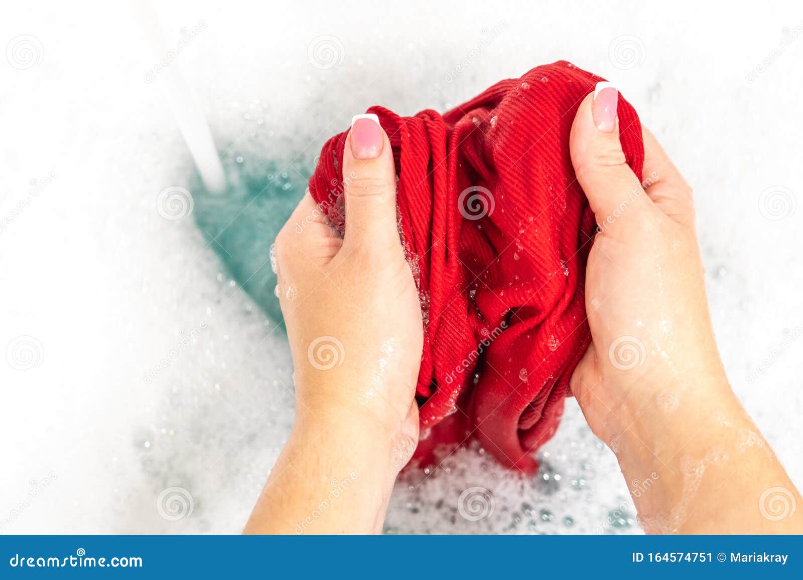Female Hands Washing Bright Red Color Clothes Stock Image Image Of Pure Hand 164574751