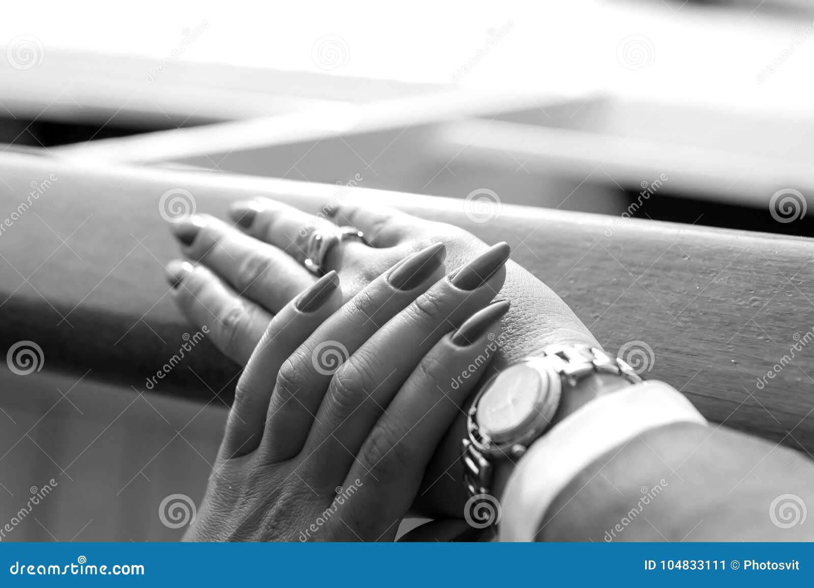 Elegant Female Hands with Red Manicure Stock Image - Image of handrail ...