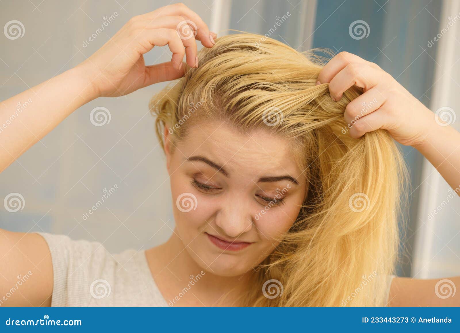 Female Having Problem with Blonde Hair Stock Image - Image of split, hairstyle: 233443273 Female Having Problem with Blonde Hair Stock Image - Image of split, hairstyle: 233443273