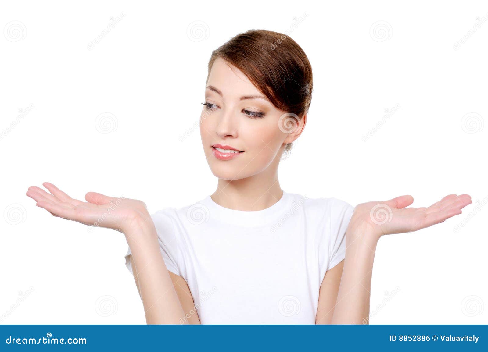 Female holding something stock photo. Image of girl, copyspace 8852886