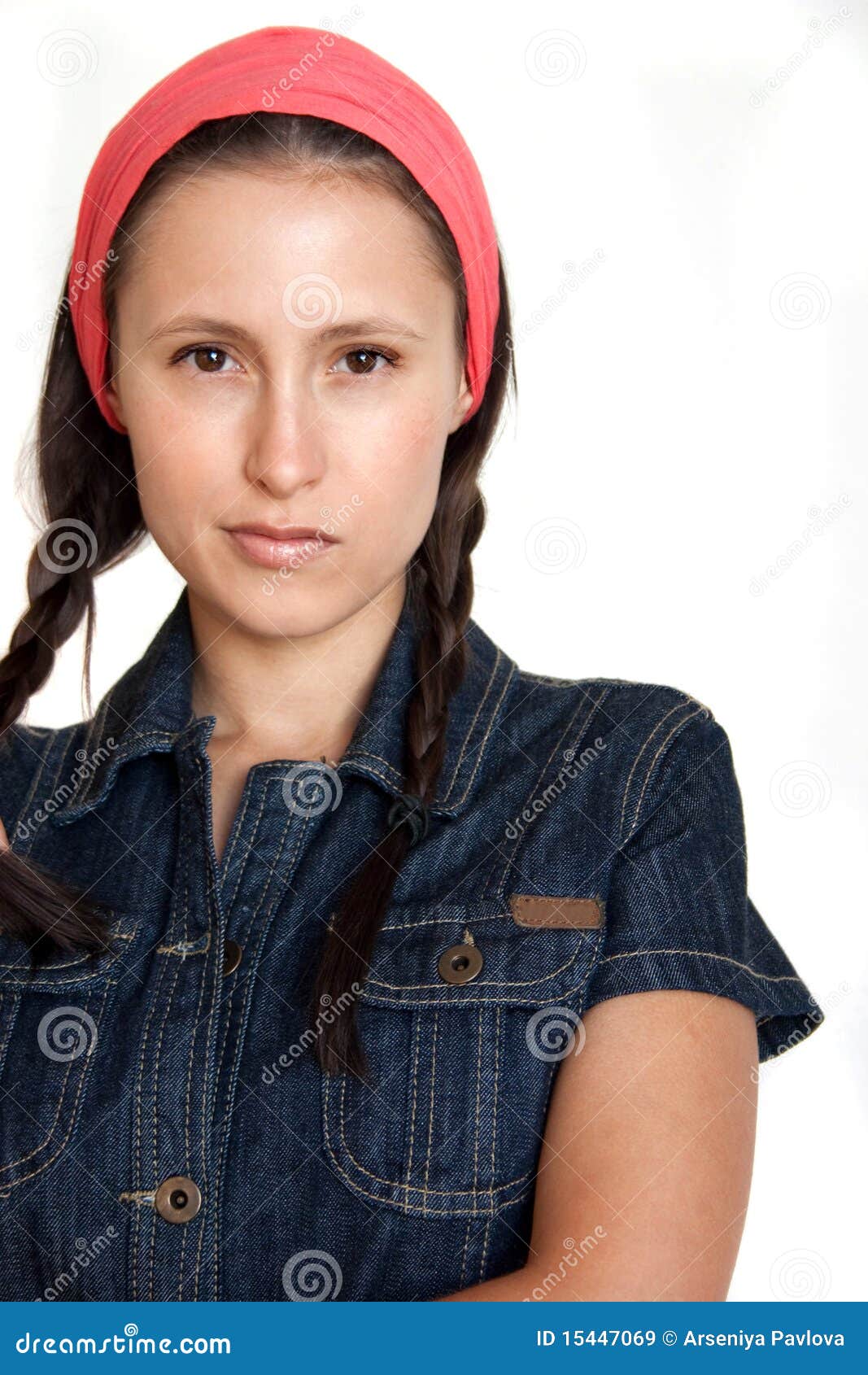 Female in jeans shirt stock image. Image of girl, care 15447069