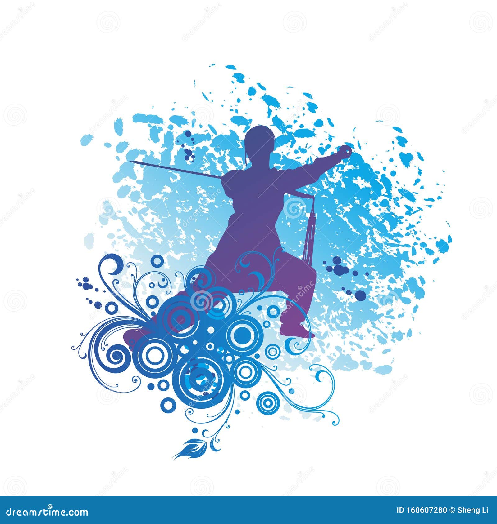 Female Kung Fu Master Silhouette Stock Vector Illustration of girl, monk 160607280
