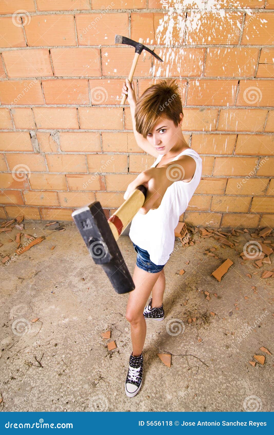 female laborer with tools