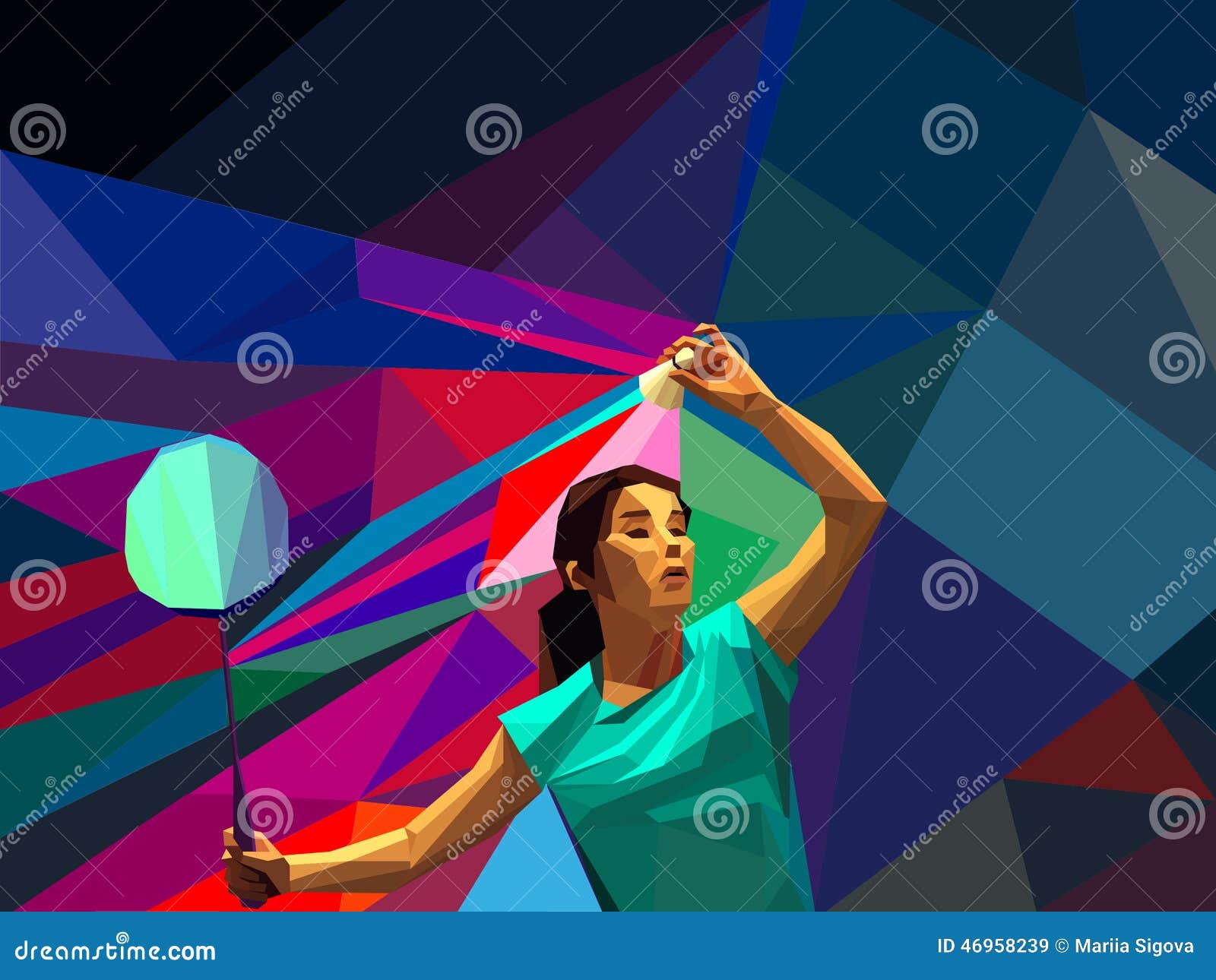 female lady badminton player during serve shot
