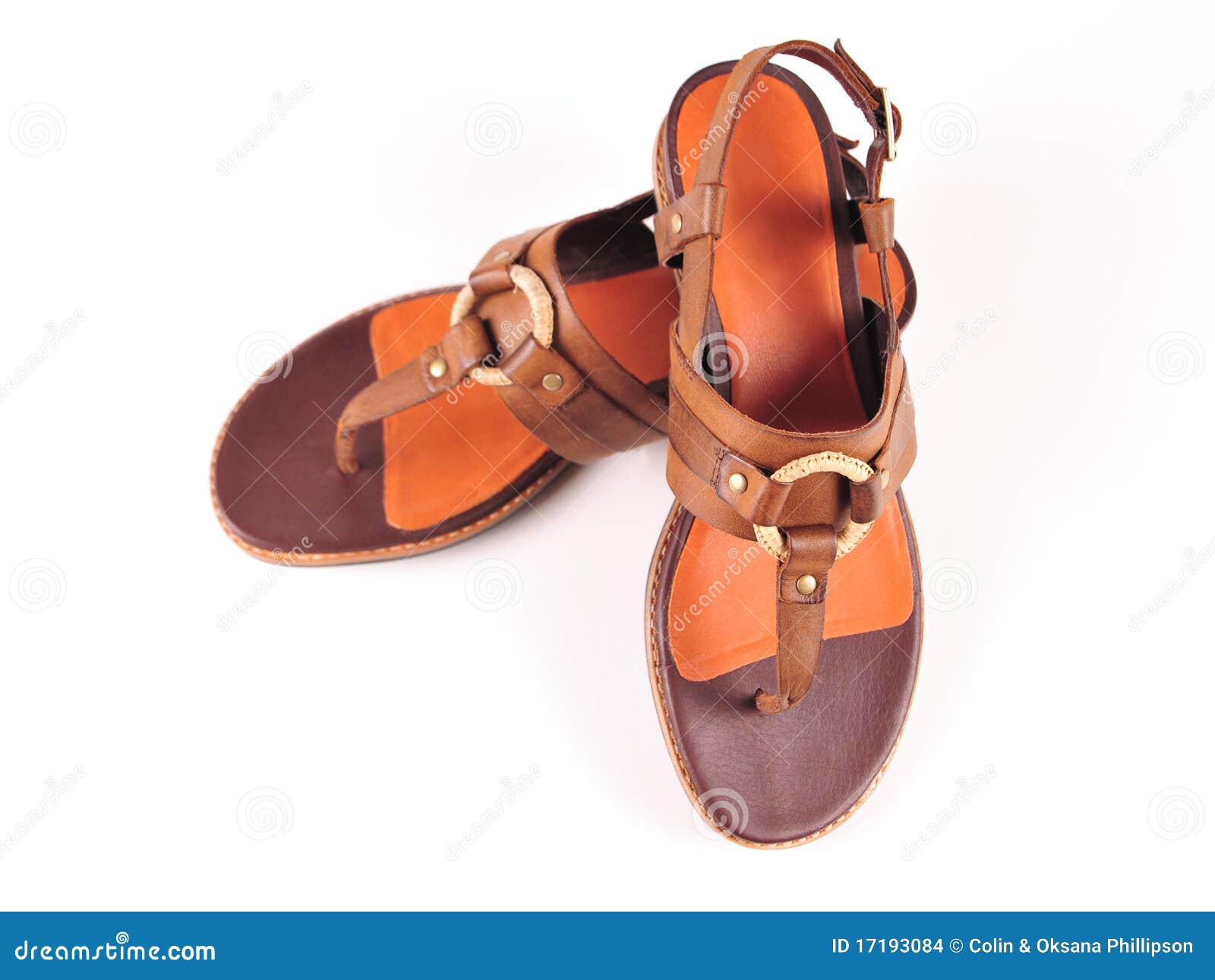 Female leather sandals stock photo. Image of leather 17193084