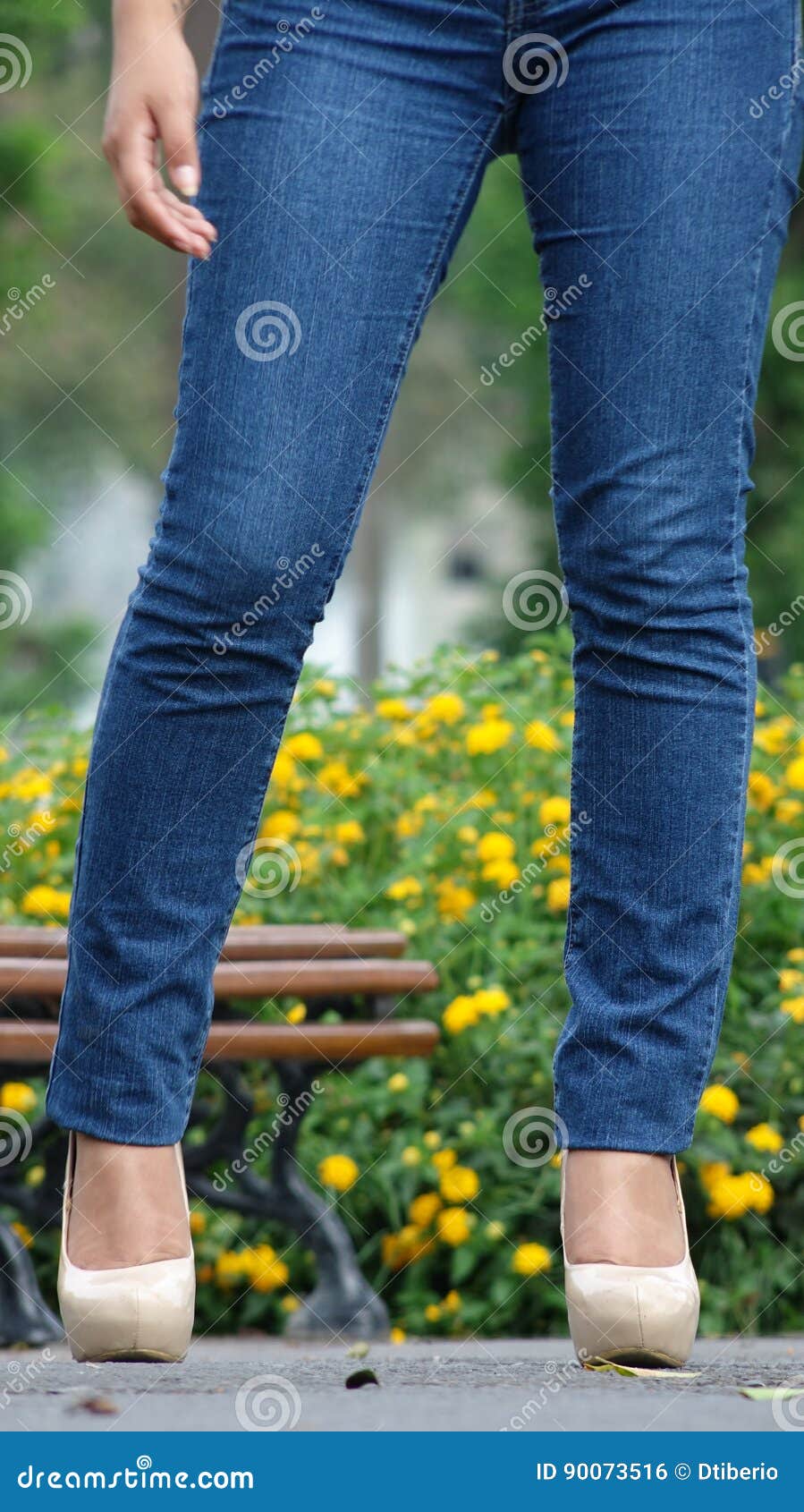 Female Legs Blue Jeans and High Heels Stock Photo - Image of blue ...