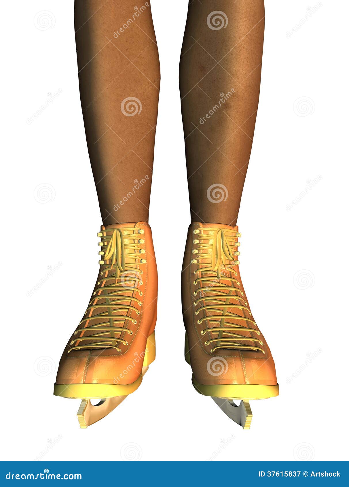 Female Legs in Gold Ice Skates Stock Illustration Illustration of