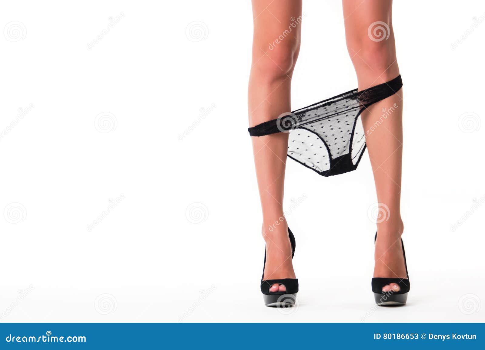 Female Legs with Panties Down. Stock Image - Image of isolated