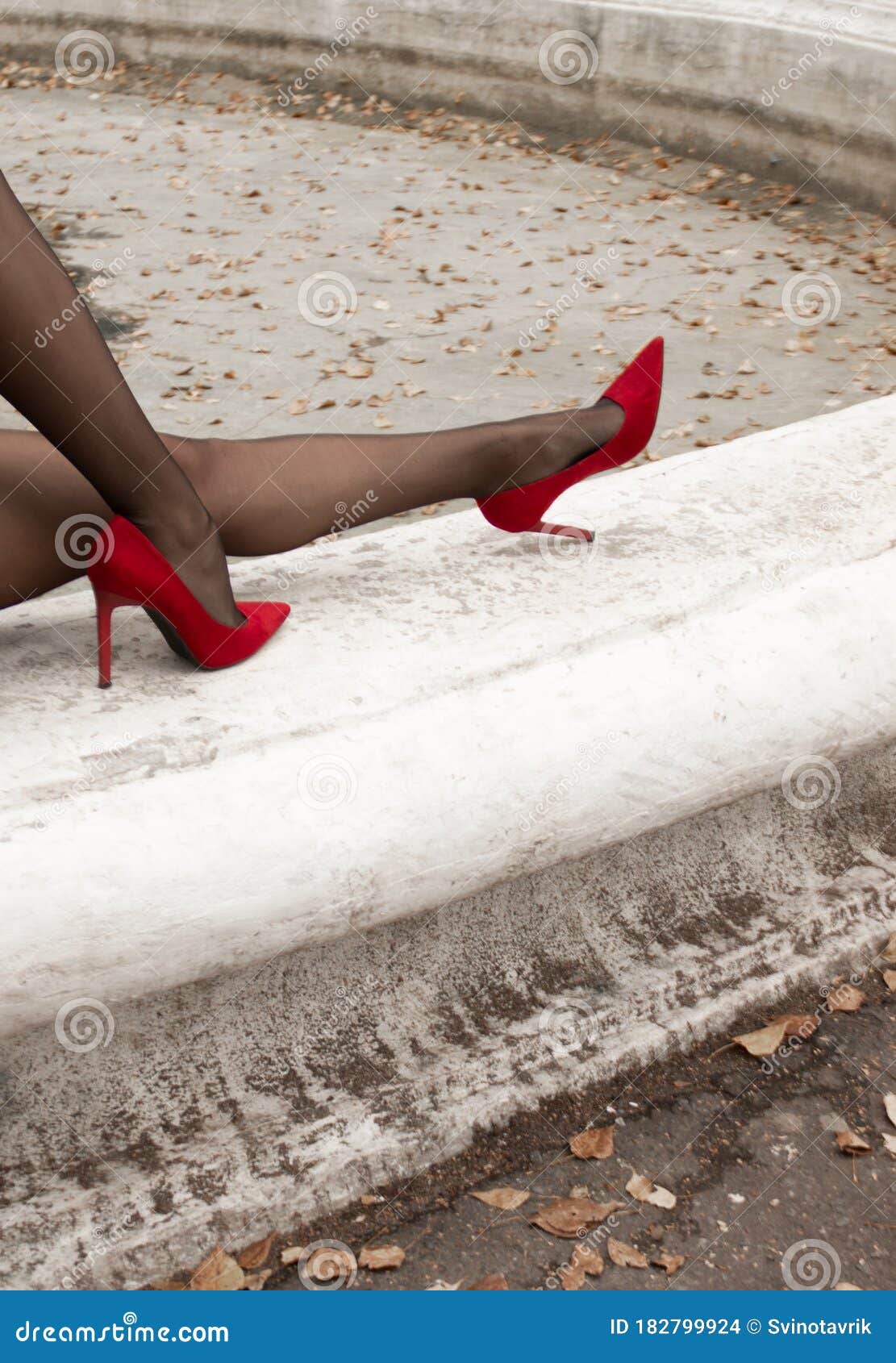 Female Legs In Red Pumps Shoes Stock Photo Imag