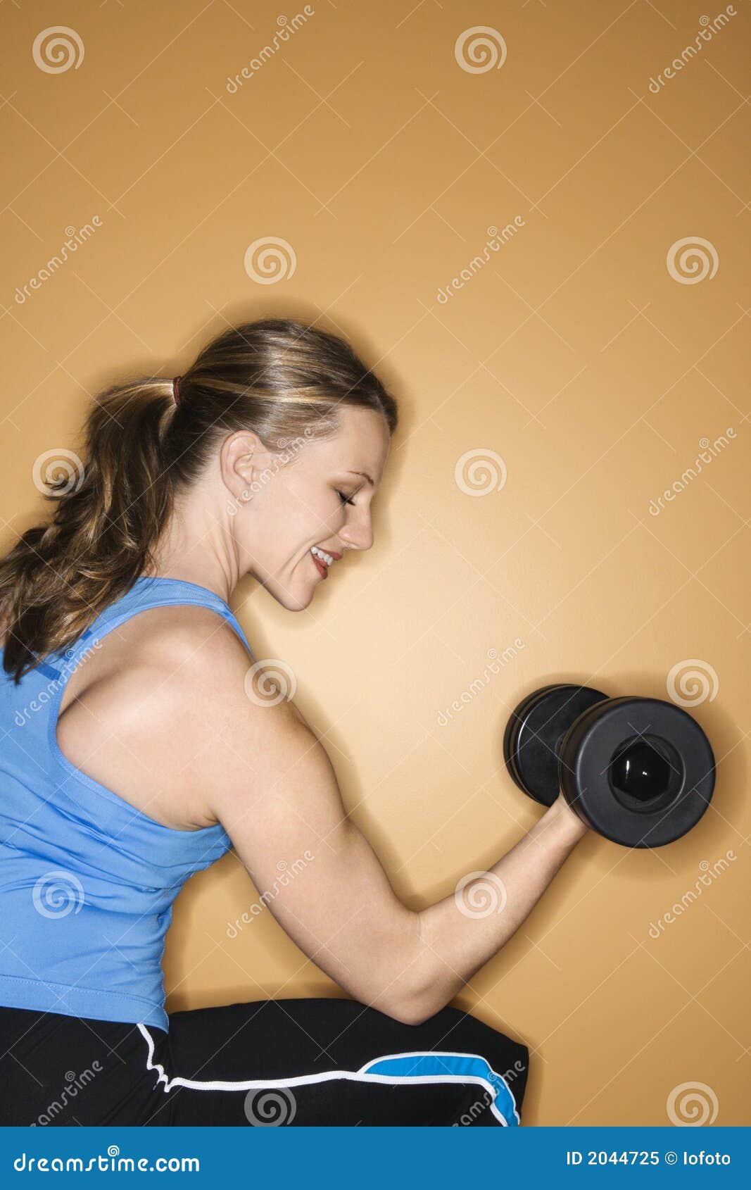 Female Lifting Hand Weights. Stock Image Image of profile, woman 2044725