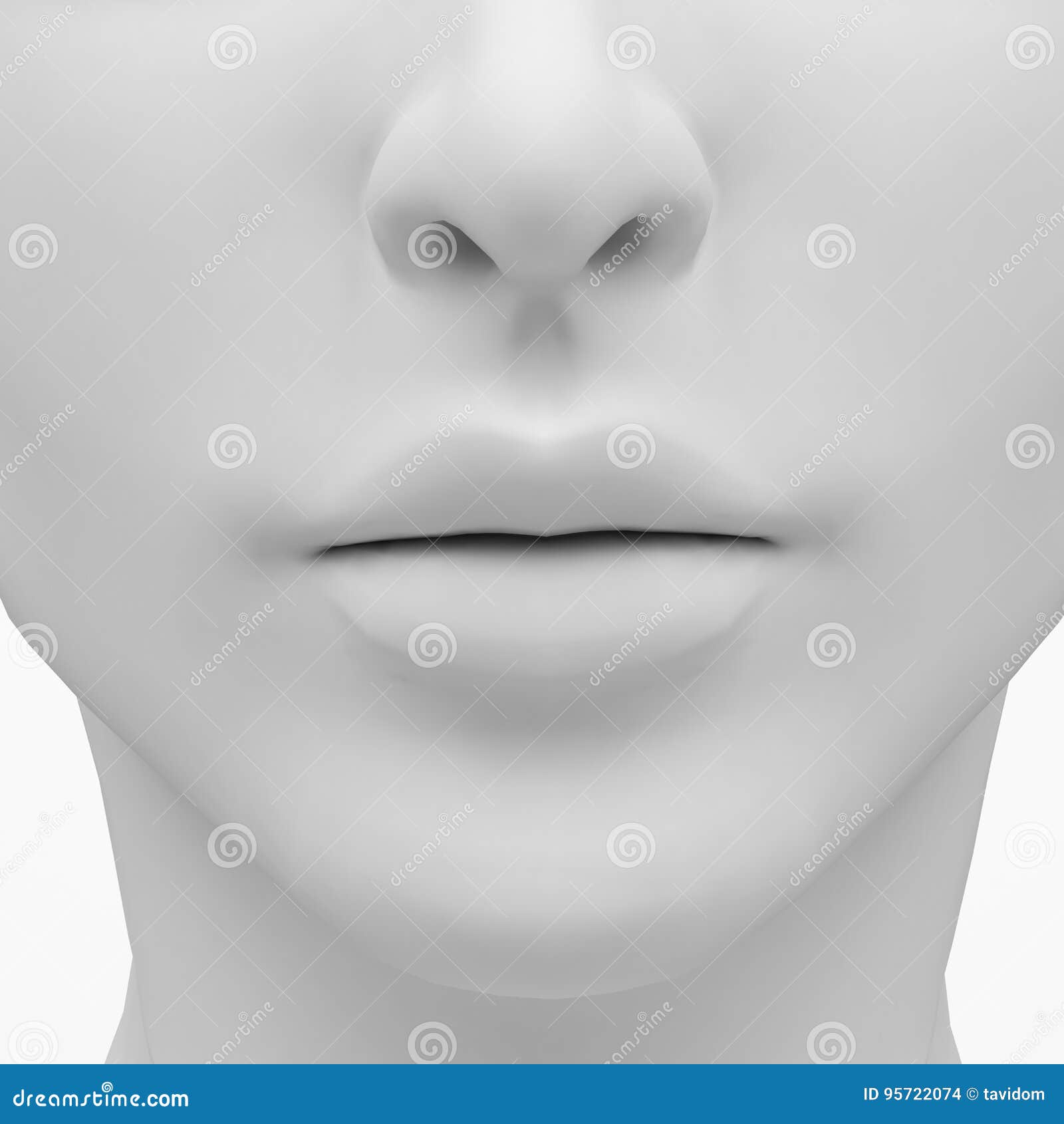 Female Lips and Nose. 3D Rendering Image Stock Illustration