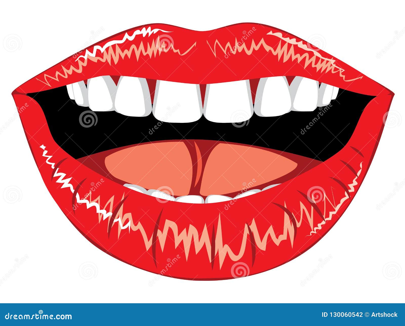 Female lips with teeth stock vector. Illustration of love 130060542