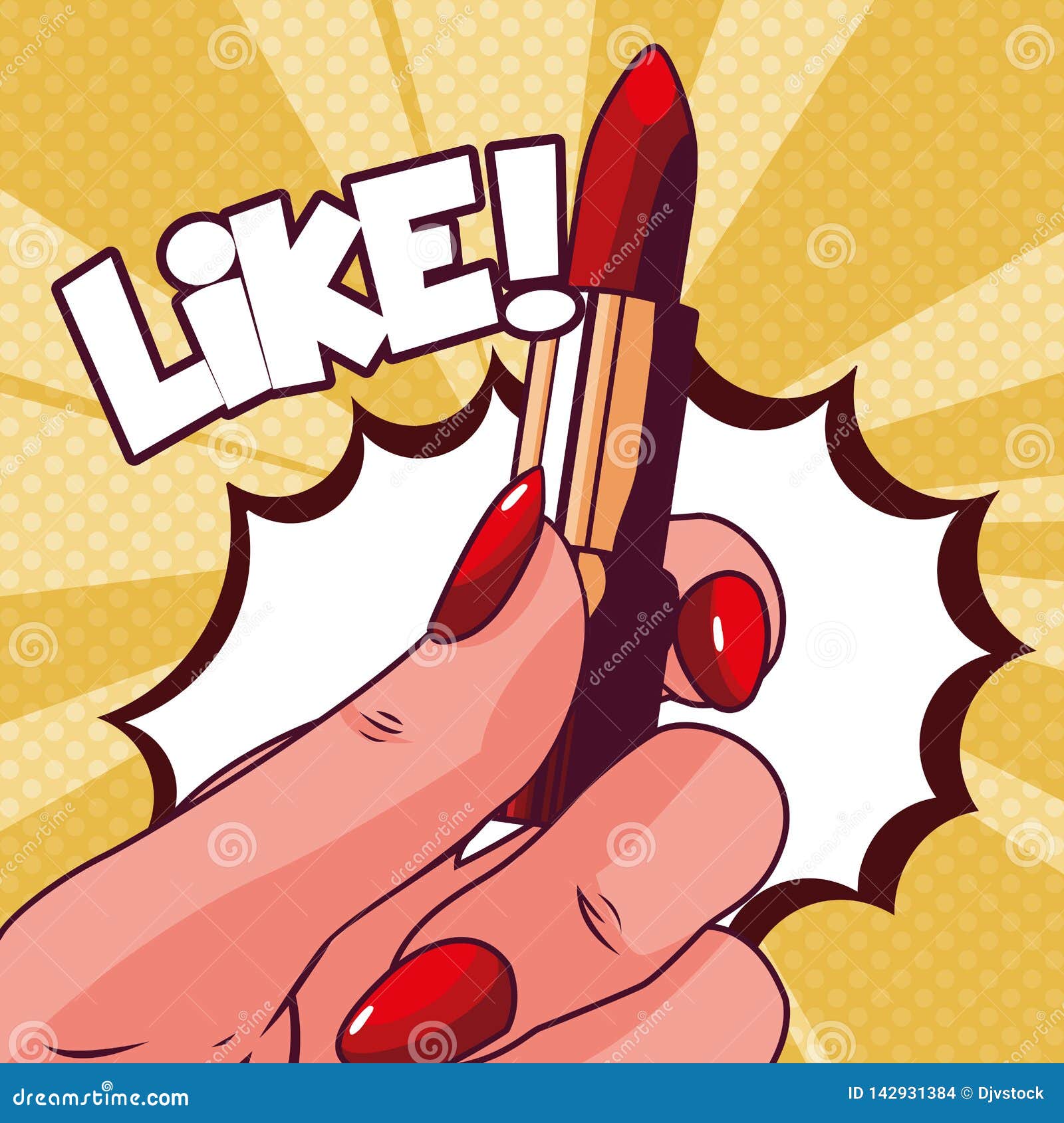 Female Lipstick Makeup Pop Art Style Stock Illustration Illustration