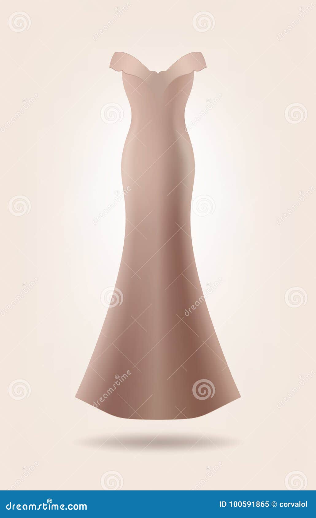 Download Female Long Dress Mock Up. Isolated Beige Dress Stock ...