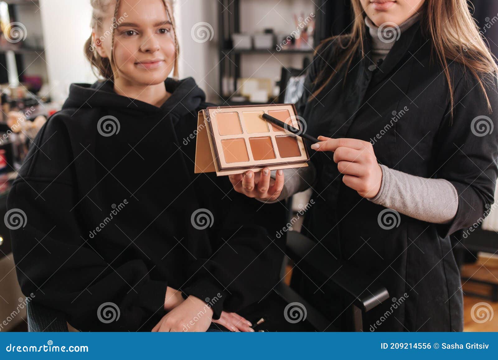 Female Makeup Artist Show with Color of Palette Will Use. Makeup Artist