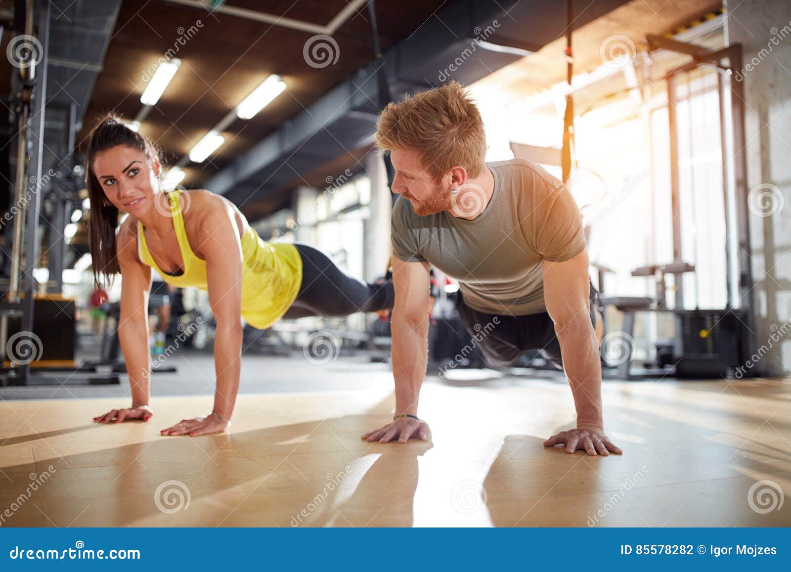 female and male doing exercises for strengthen hands